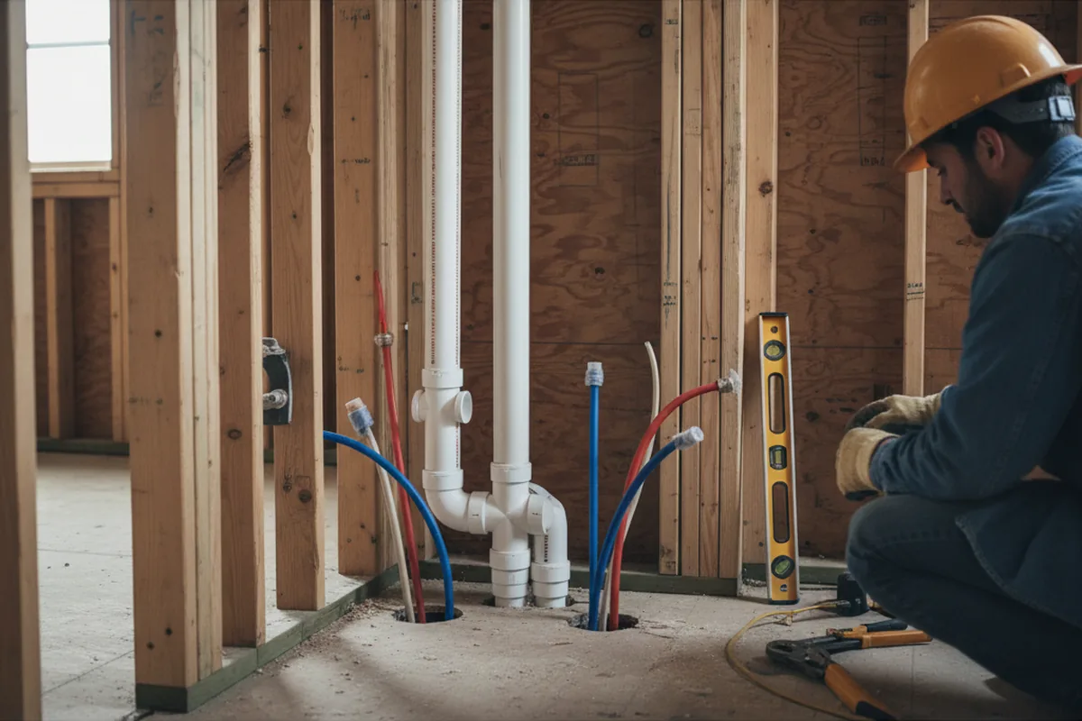 Drain and supply rough-in during Sump Pump Repair in Indian Lake Estates
