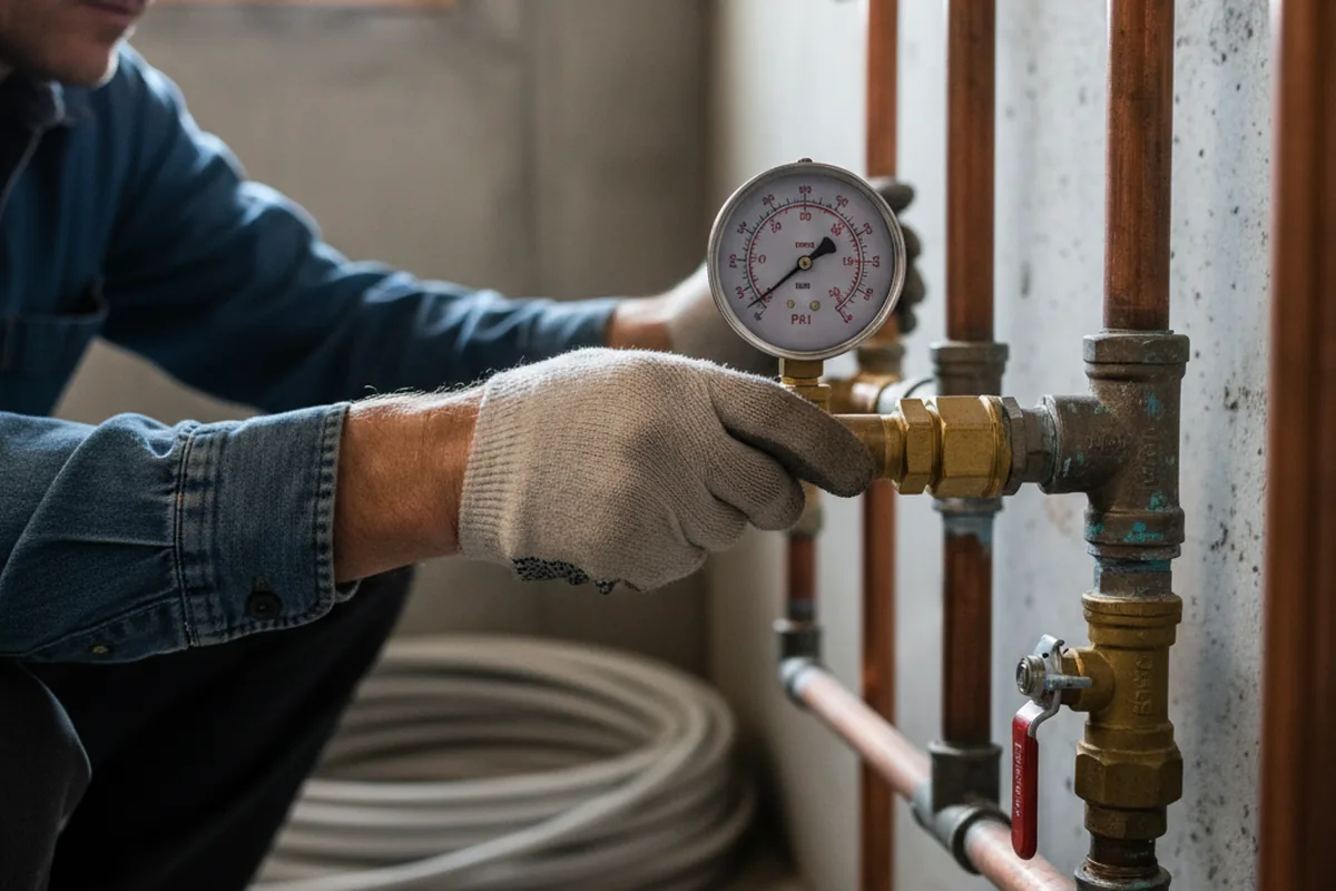 Pressure testing a repaired line during Water Line Repair in Indian Lake Estates